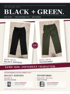 Savane 2-Pair Trouser Bundle 38x34 NWT Black Green